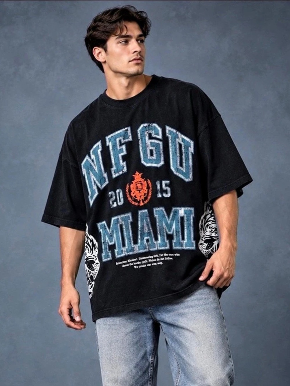 Darc Sport Miami Wolf Premium Vintage Oversized Tee Black NWT Largest